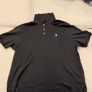 Ralph Lauren Black Short Sleeve Polo with White Pony Logo